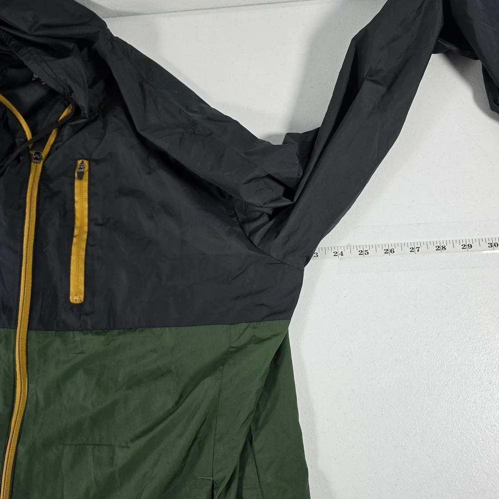 Eddie Bauer Mens Colorblock Hooded Windbreaker Jacket Green Black EMJ0742T L